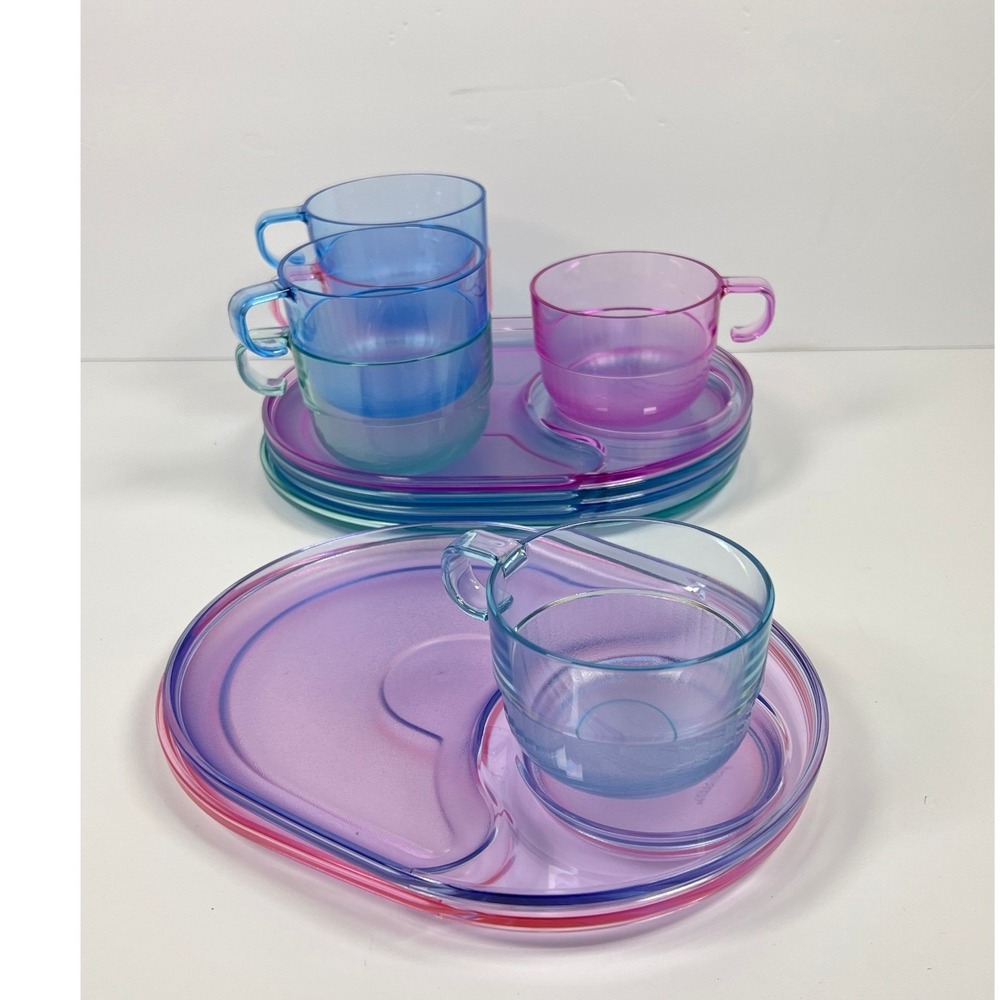 Vintage TUPPERWARE Pastel Acrylic Preludio Snackatizer Plates Trays Cups NEW